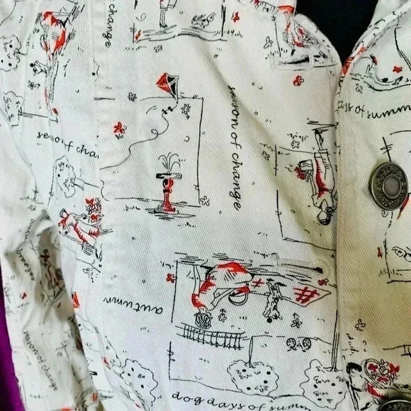 💜 2/25 Christopher & Banks Spring Design White Jacket - Picture 3 of 5